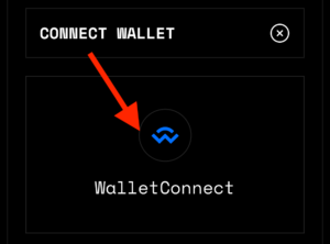 Wallet Connectをタップしてウォレットを接続