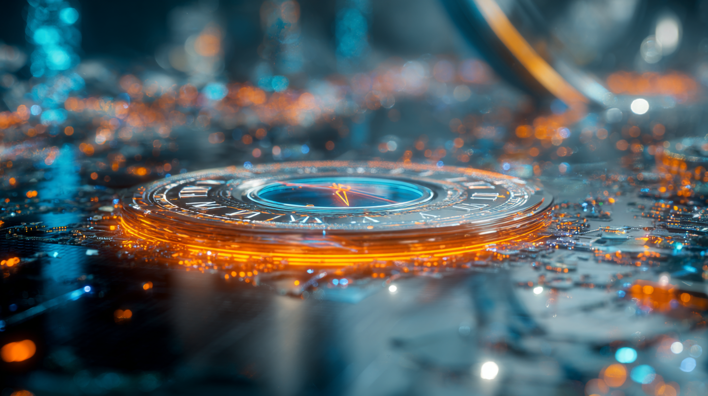 仮想通貨Incentivの上場時期を問う、未来的な時計のイメージ